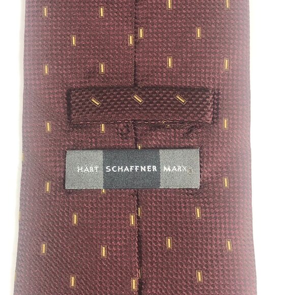 Vintage Hart Schaffner Marx Men's Neck Tie Burgundy Gold  Silk Italy Textured - Picture 4 of 5